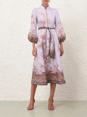 ZIMMERMANN
LUNA BLUE PAISLEY BUTTON LONG SLEEVE MIDI DRESS NWT AU 2- US 8